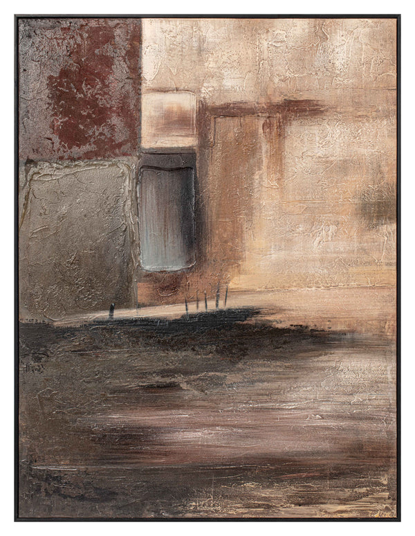 Cetera, Framed hand painting, H120xW90xD4,5cm, Brown