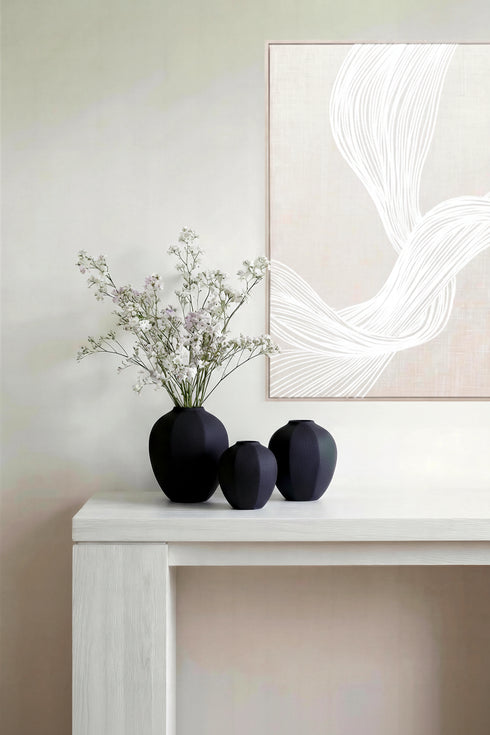 Japandi, Vase, dia21xH24,5cm, Black