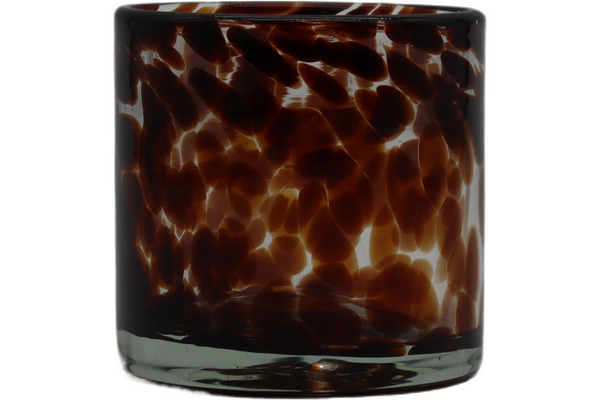 Hana, Candle holder, dia8xH8cm, White/Brown