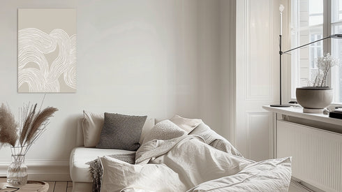 Lines, Canvas Print, H100xW70xD3cm, Sand/White