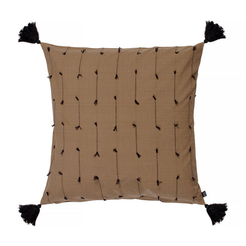 Ransvik, Cushion Cover, H60xW60cm, Black/Tobacco, Thassels Styled
