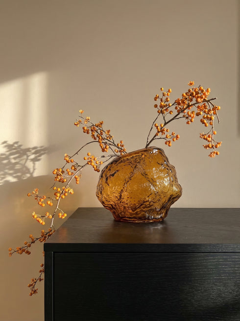 Noah, Vase, dia24xH21cm, Amber (bärnsten)/Burnt Gold