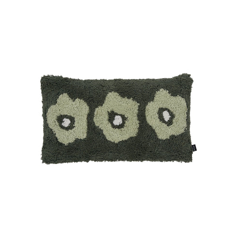 Poppy, Cushion Cover, H30xW50cm, Forest Green/Grass Green/White