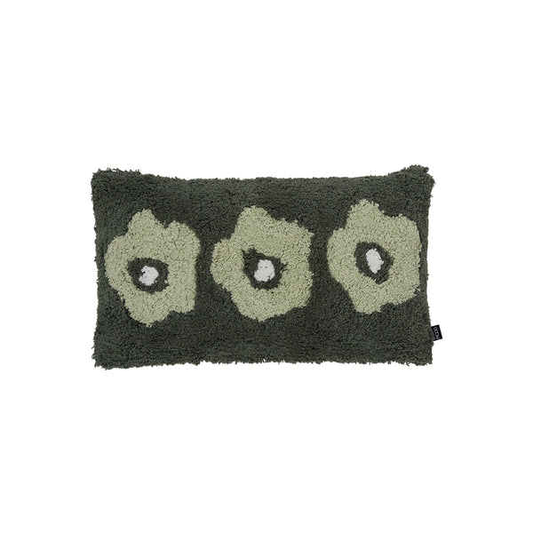 Poppy, Cushion Cover, H30xW50cm, Forest Green/Grass Green/White