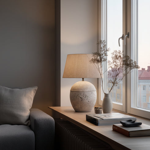 Nestle, Lamp base, dia29,5xH41,5xW29,5cm, Grey (grå)Metallic/Natural Grey/Silver