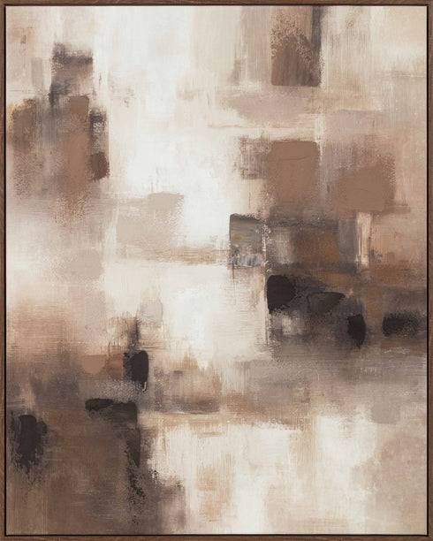 Far, Framed gesso canvas with hand paint, H100xW80xD3.8cm, Brown