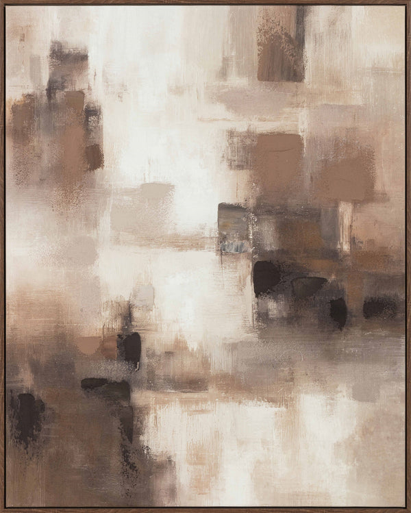 Far, Framed gesso canvas with hand paint, H100xW80xD3.8cm, Brown