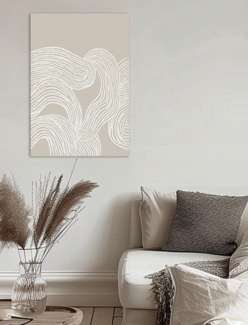 Lines, Canvas Print, H100xW70xD3cm, Sand/White