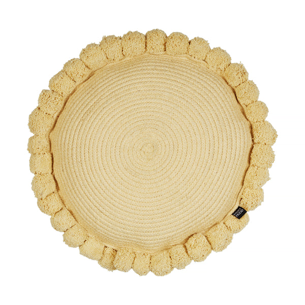 Pom Pom, Cushion, dia40 cm, Honey, Pom Poms, Fibre filling