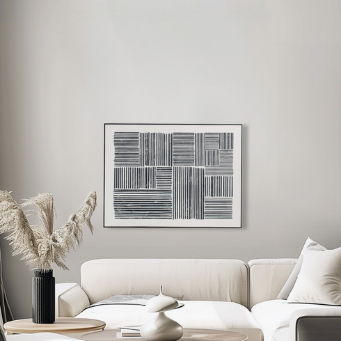 Stripes, Painting, H120xW90xD3,8cm, Black