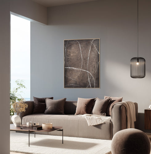 Rowan, Painting, H120xW90xD3,8cm, Brown/White