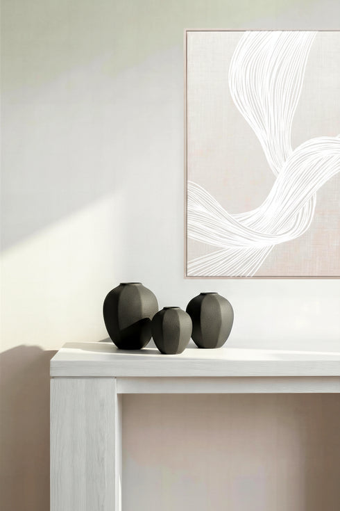Japandi, Vase, dia21xH24,5cm, Black