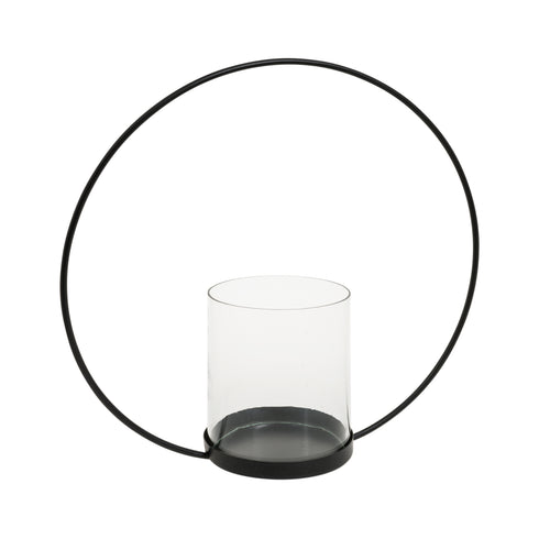 Sander, Lantern, H34.5xW34.5xD12 cm, Raven/Clear