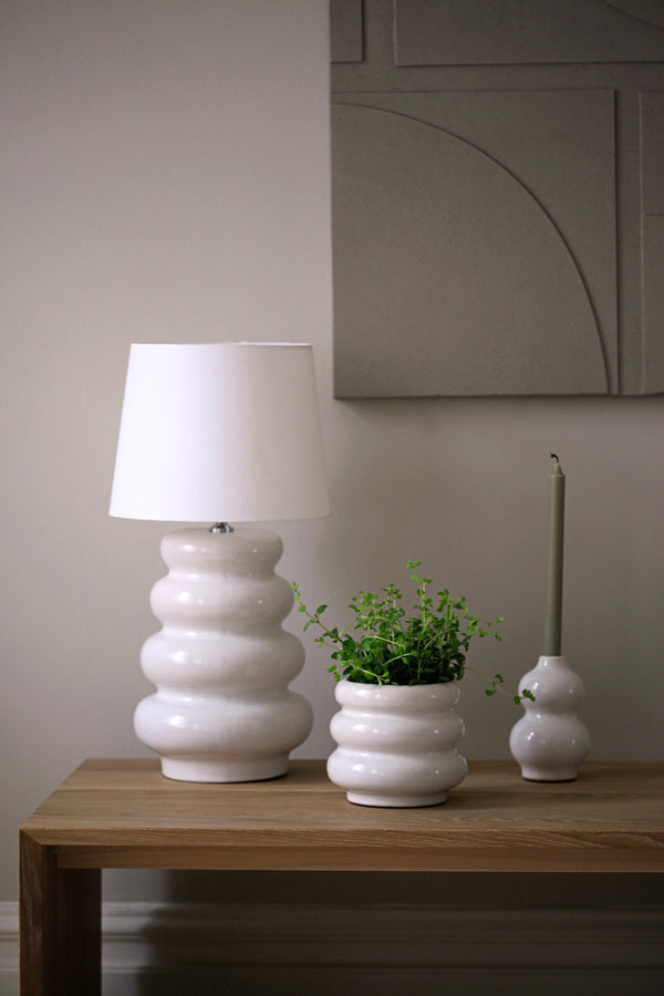 Calliope, Table Lamp, dia23.5xH43cm, Shiny White Styled