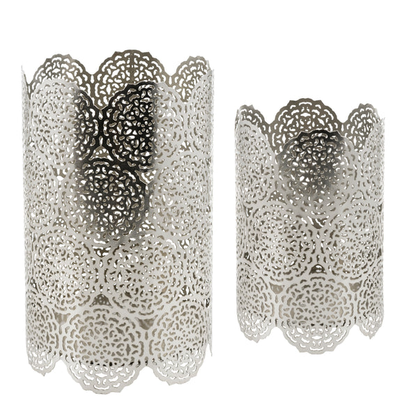 Fiore, Lantern, dia10xH15/dia12.5xH20 cm, Silver