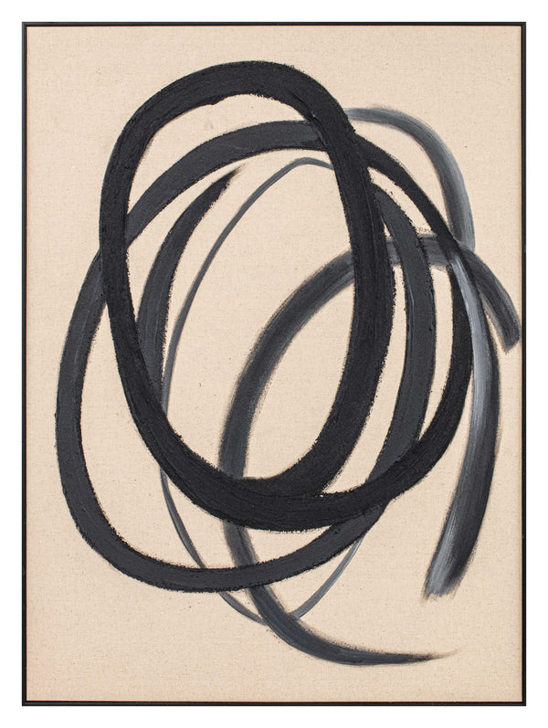 Circles, Painting, H100xW80xD3,8cm, Black(Brown