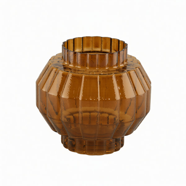 Amelia, Vase, dia15.5xH15.5cm, Amber (bärnsten)/Burnt Gold