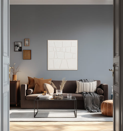 Ezra, 3D, Painting, H100xW100xD3,8cm, White/Vit