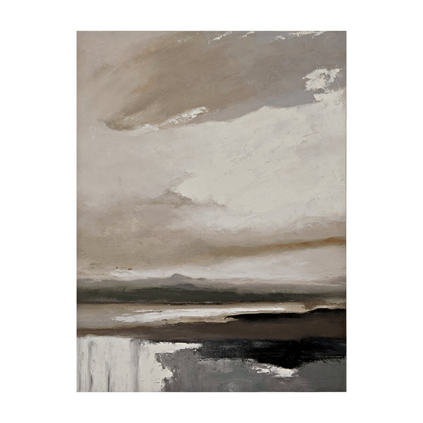 Mountain Lake, Painting, H120xW90xD3cm, Brown/Sand/Green