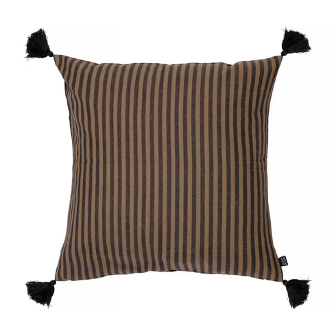 Arild, Cushion Cover, H60xW60cm, Black/Tobacco, Thassels