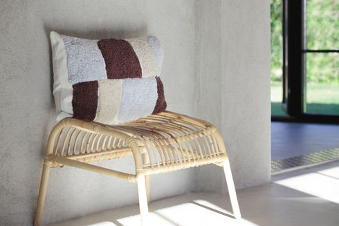 Alba, Cushion Cover, H40xW60cm, Natural Beige/Sky blue/Maroon