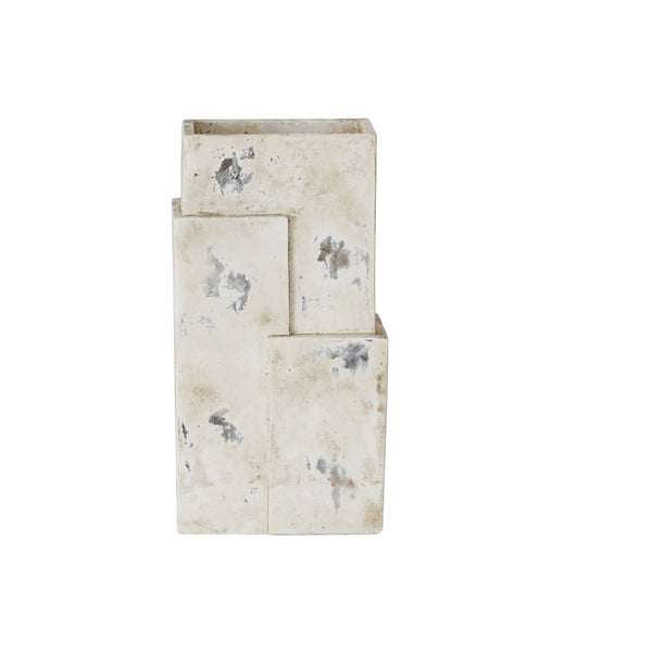 Cube, Pot, H36xW18.5xD14.5cm, Patina White