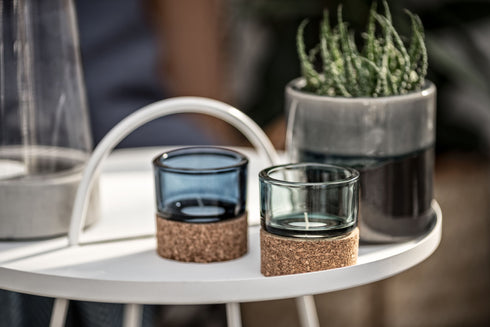 Puritan, Candle Holder, dia8.5xH8.5cm, Dark Blue/Light Brown