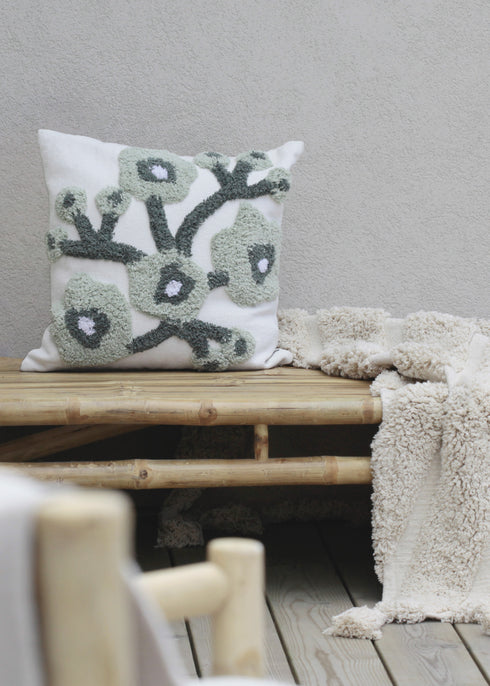 Poppy, Cushion Cover, H45xW45cm, Natural Beige/Green/White