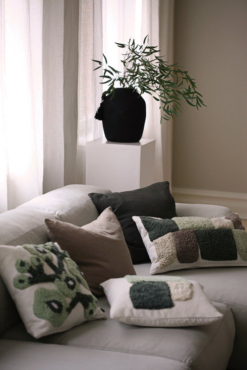 Alba, Cushion Cover, H40xW60cm, Natural Beige/Green/Soft Brown